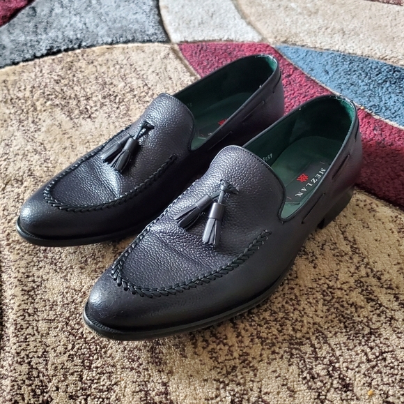 Mezlan Black Pebbled Leather Tassel Slip On Loafers 13559 Size 11 M - Picture 10 of 12